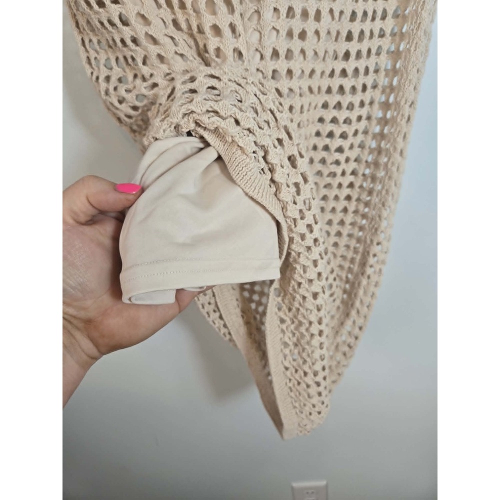 Steve Madden Beige Crochet Open Knit Maxi Skirt Lined Neutral Boho Medium - Picture 5 of 5